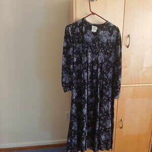 Laura Ashley Blue Flower long sleeves Dress size 12